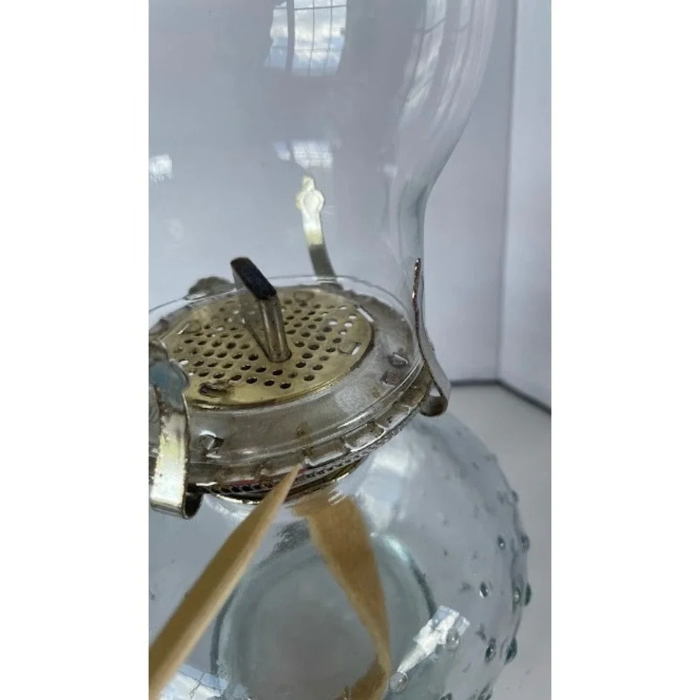 Vintage Lamplight Farms Hobnail Glass Oil Lamp‎ Kerosene Lantern Clear Hurricane